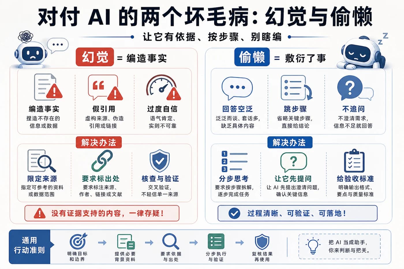 对付 AI 的两个坏毛病：幻觉与偷懒