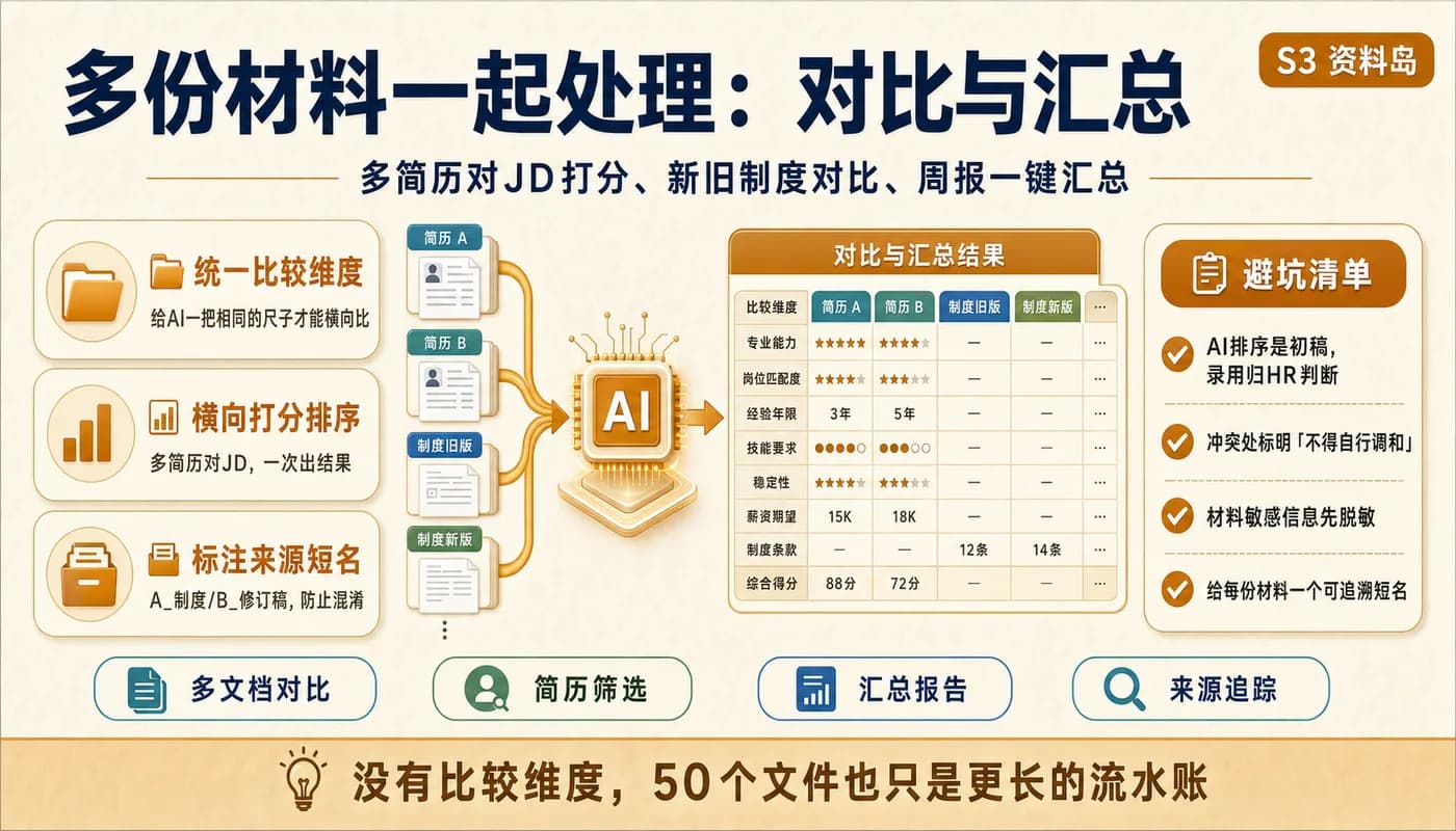 多份材料一起处理：对比与汇总